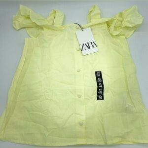 NWT Zara Girl Light Yellow Button-Up Blouse 11-12Y